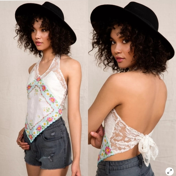 Urban Outfitters Lace Floral Tank Top - Picture 1 of 9